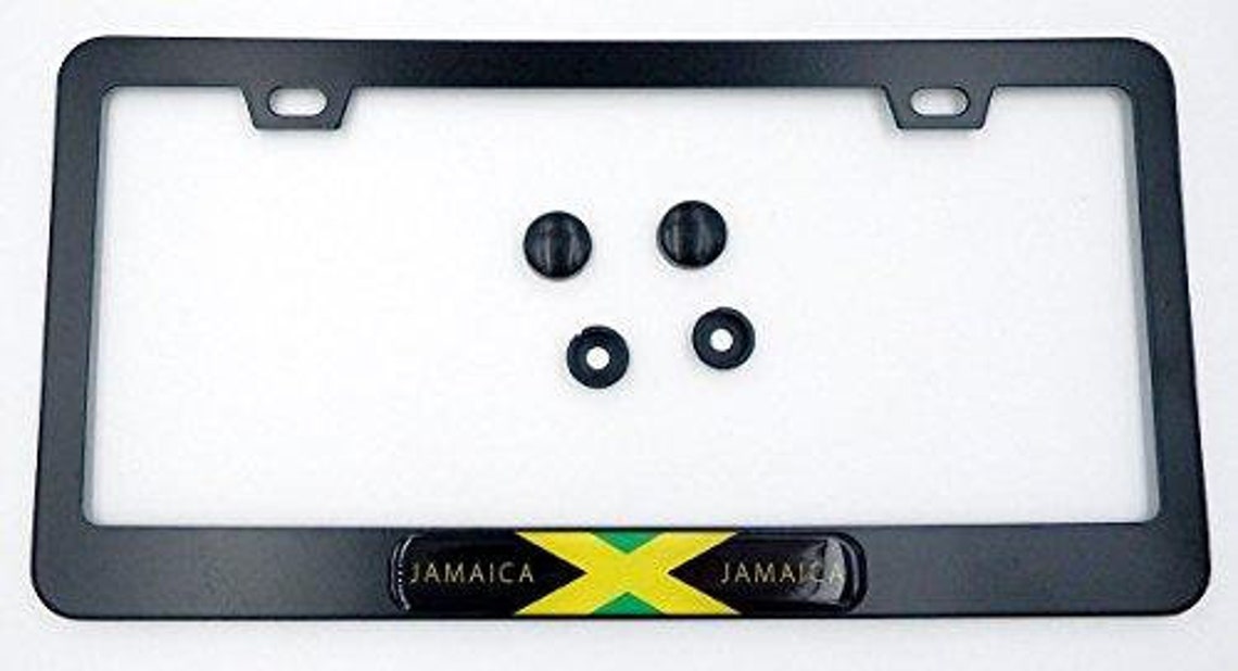 Jamaica Flag Metal Black Aluminium Car License Plate Frame Etsy