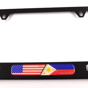 thumbnail image 2 of Philippines American Flag Metal License Plate - USA Filipino Pride, Glossy Aluminum 2 of 5