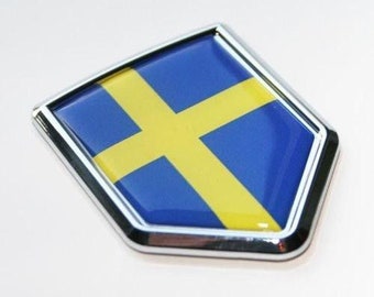 Sweden swedish flag decal car chrome emblem sticker