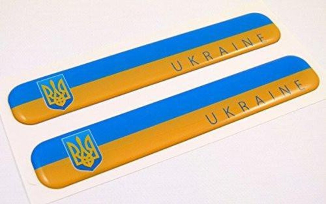 Ukraine Ukrainian With Trident Tryzub Flag Domed Decal Emblem Resin Car ...