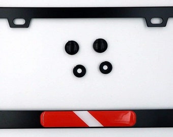 Diving flag metal black aluminium car license plate frame holder diver dive