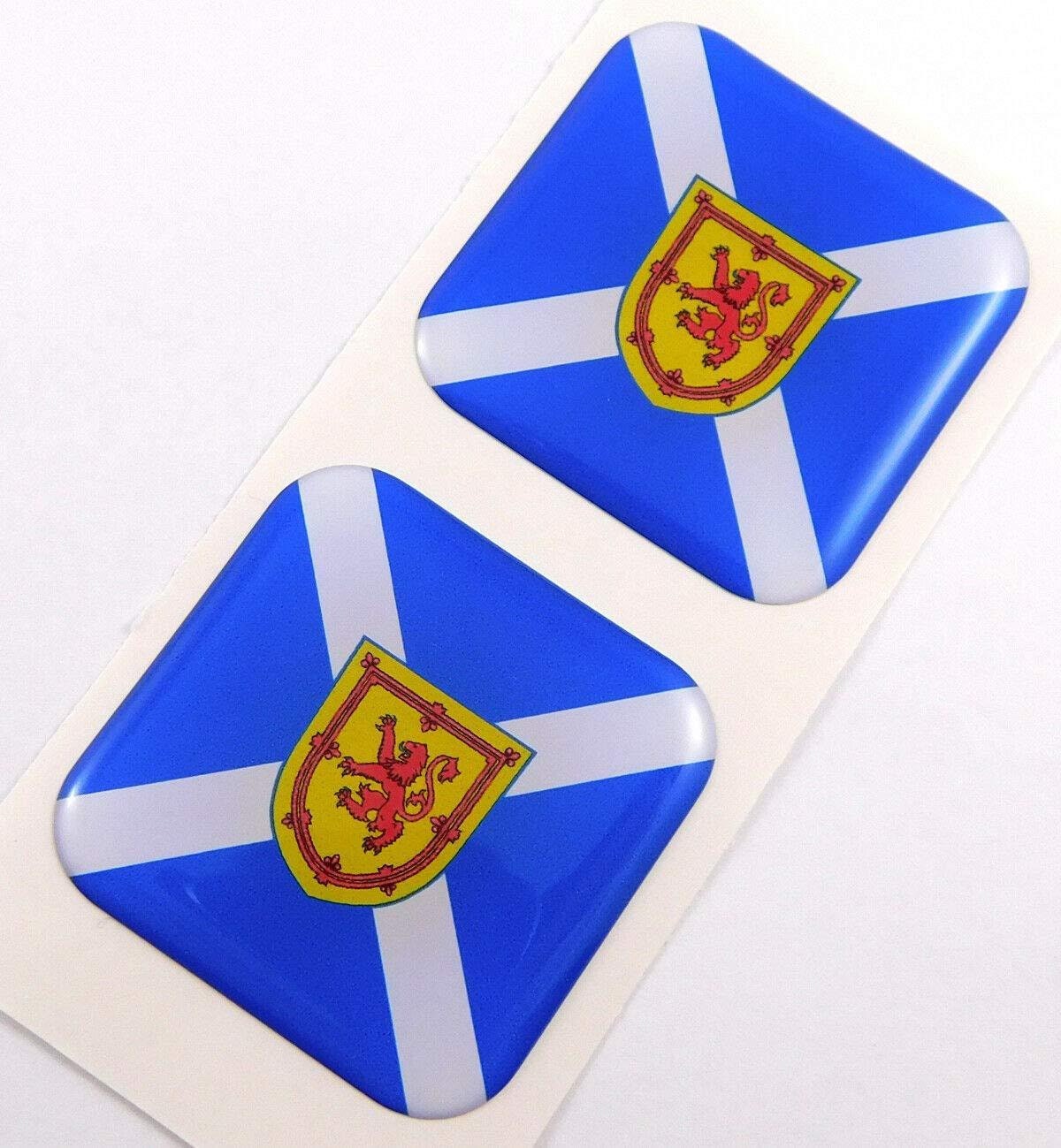 2-Pack Scotland Flag Corner Number Plate Stickers - 55mm High Gloss Domed Gel, UK Made