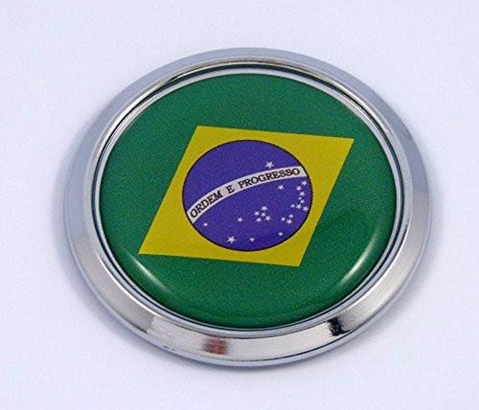 Brazil Round Flag Car Chrome Decal Emblem Bumper Sticker Bezel Etsy