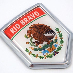 MX1 Rio Bravo Mexico Flag Mexican Car Emblem Chrome Bike Decal 3D Sticker