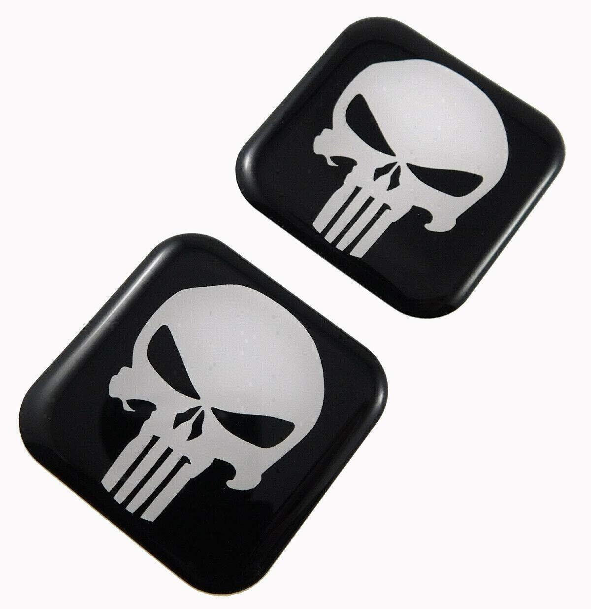 thumbnail image 2 of Metal Skull And Crossbones Car Emblem – 3D Dome Badge Decal Sticker (Black/Silver, 56mm) For Truck, SUV, Motorcycle Window Or Bumper 2 of 5