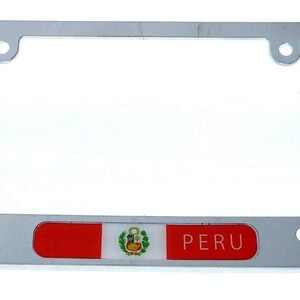 Peru Peruvian Flag car License Plate Frame Chrome Plated Plastic tag Holder CP08