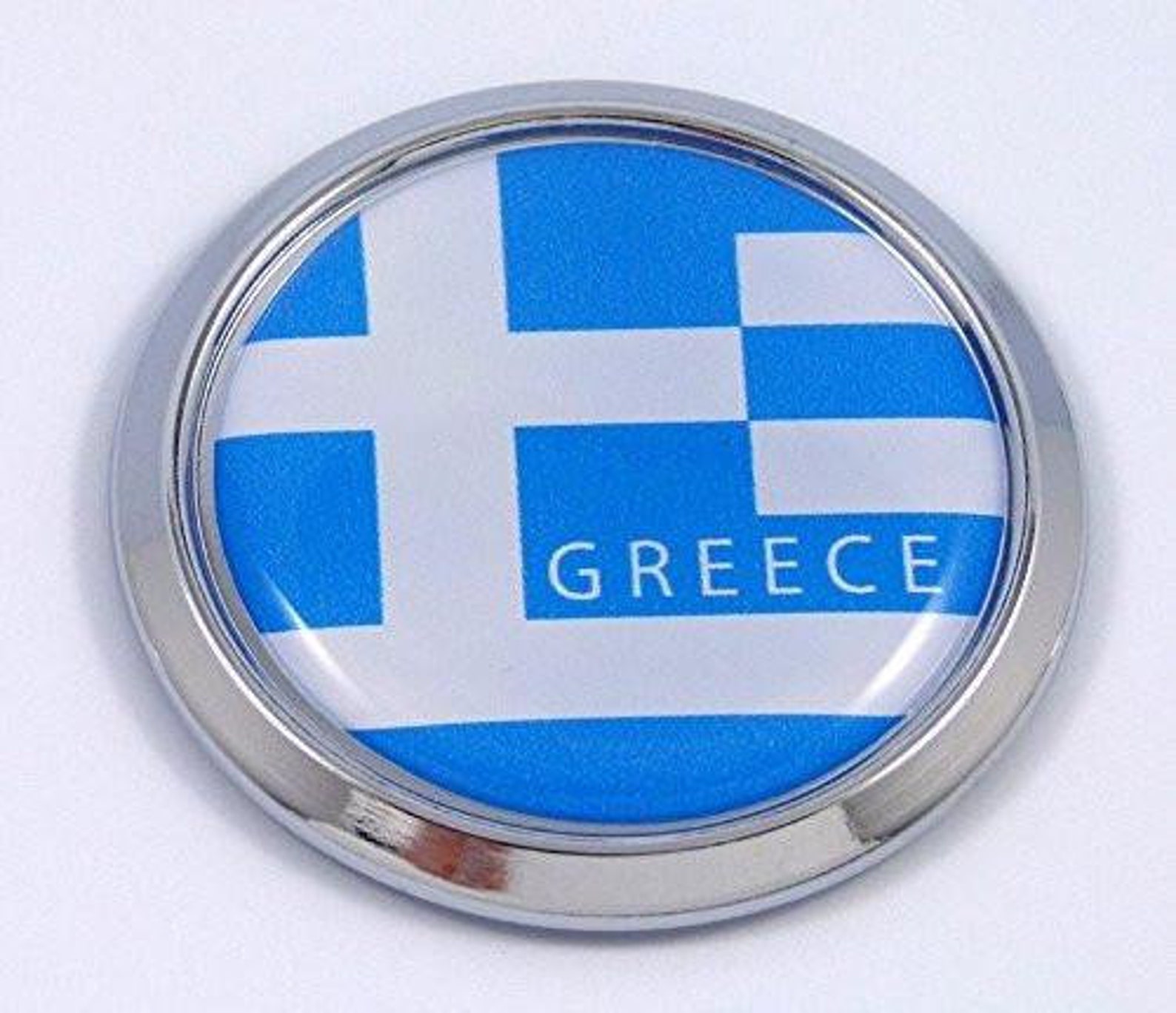 Greece Greek Round Flag Car Chrome Decal Emblem Bumper Sticker Etsy
