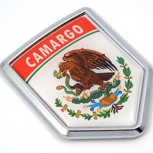 Camargo Mexico Flag Mexican Car Emblem Chrome Bike Decal 3D Sticker MX14