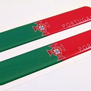 Portugal Portuegese Flag Domed Decal Emblem Resin car stickers 5"x 0.82" 2pc.