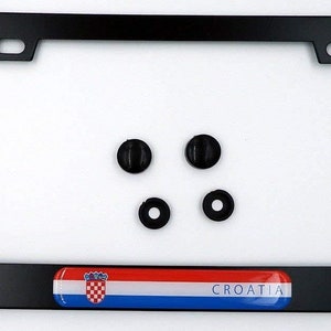 Croatia flag metal black aluminium car license plate frame holder