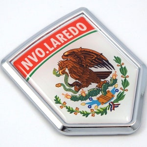 Nvo Laredo Mexico Flag Mexican Car Emblem Chrome Bike Decal 3D Sticker MX4