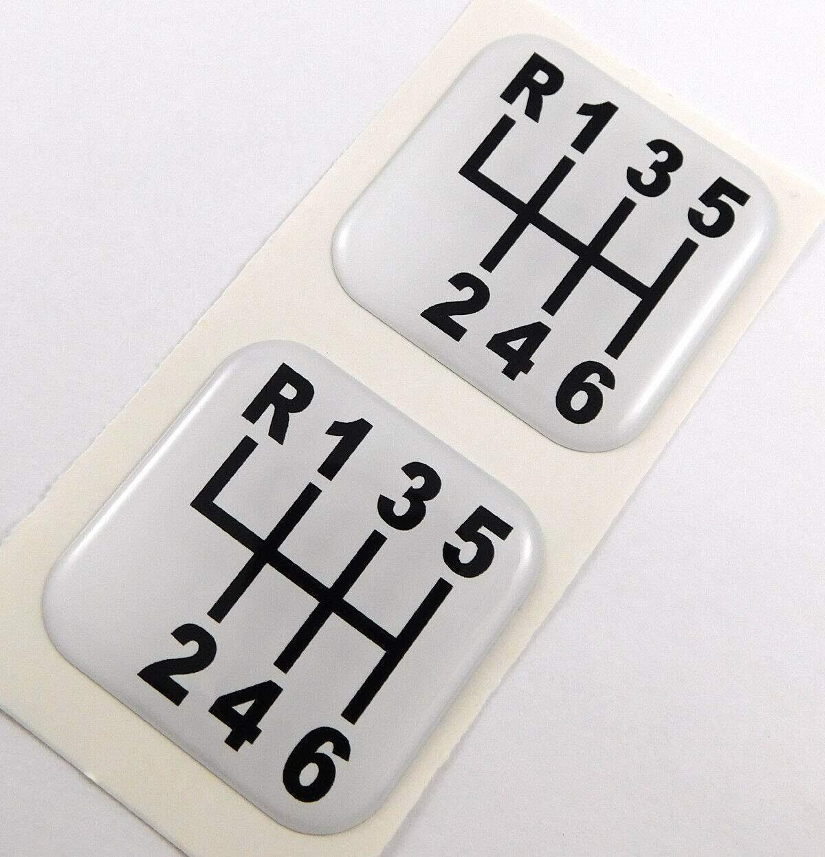 6-Speed Manual Square Black Rim Emblem – 3D Decal Badge (1.93" X 1.93")