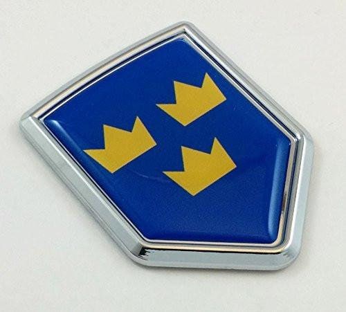 Schwedische 3 drei Kronen Flagge Auto Chrom Aufkleber Aufkleber Abzeichen Wappen