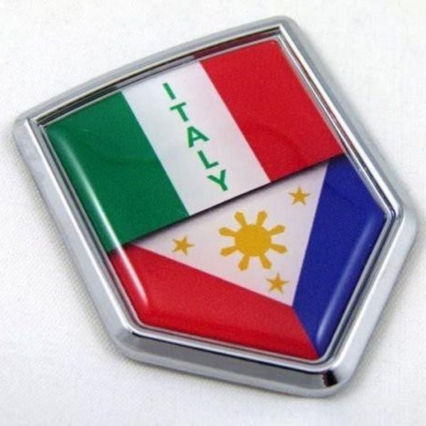 Italy philippine italia flag car chrome emblem decal sticker with adhesive