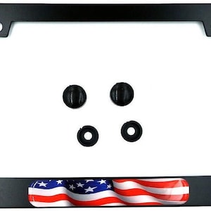 Usa american flag metal black aluminium car license plate frame holder