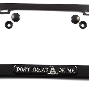 Don&#39;t Tread on Me Black flag metal black aluminium car license plate frame holder