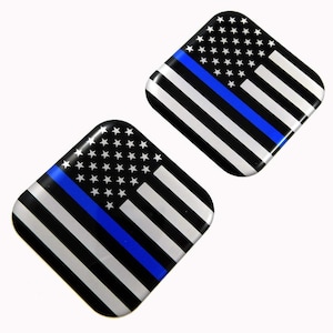 USA Polizei Amerikanische Flagge Quadrat gewölbtes Abziehbild Auto Fahrrad Gel-Aufkleber 1,5 &quot;2 Stück