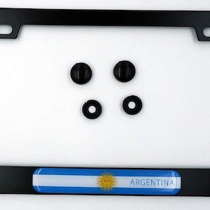 Argentina flag metal black aluminium car license plate frame holder
