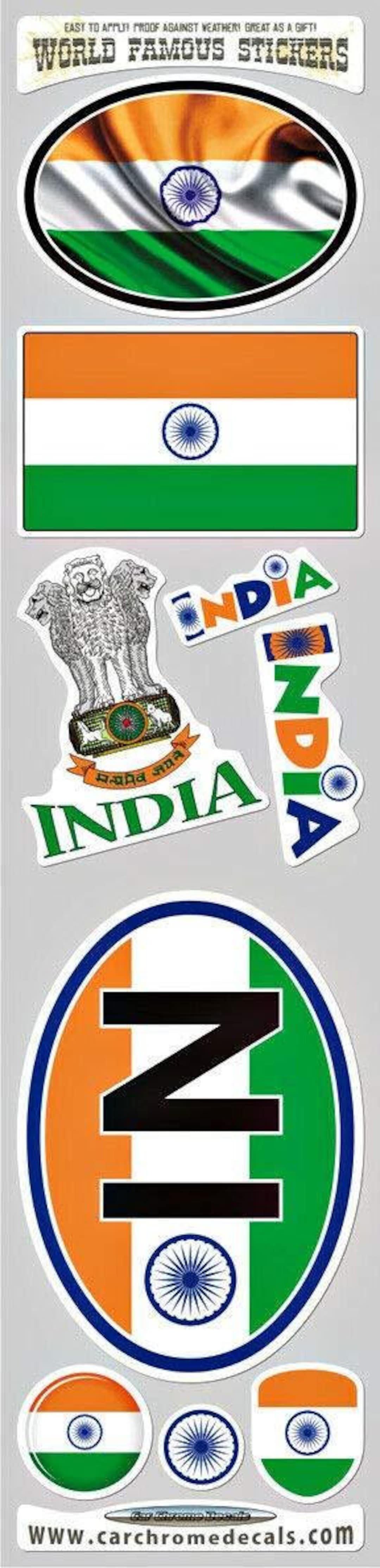 India 9 Stickers Set Indian Flag Decal Bumper Stiker Car Bike Etsy
