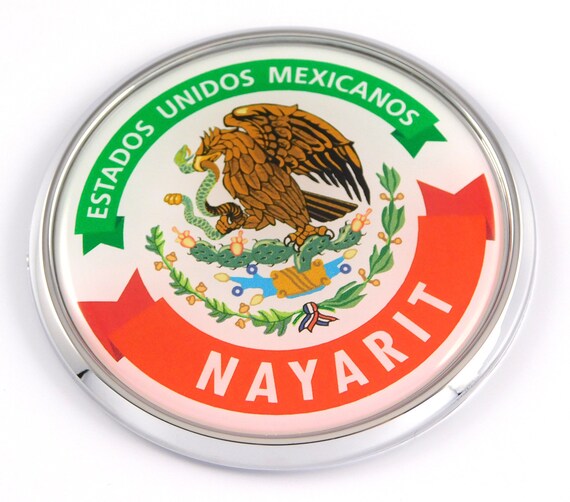 Nayarit Mexico Mexican State flag 2.75 car chrome round Etsy