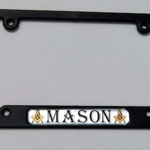 Mason Masonic Flagge Schwarz Kunststoff Auto Nummernschild Rahmen gewölbten Aufkleber einfügen