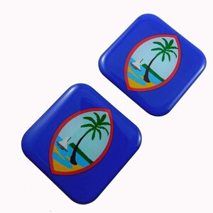 Guam Flagge quadratischen gewölbten Abziehbild Auto Fahrrad Gel-Aufkleber 1,5 &quot;2 Stück