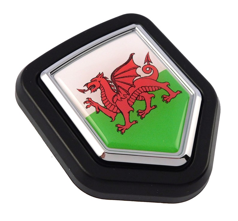 Wales Welsh Flag Car Truck Black Shield Grill Badge Grille Chrome ...