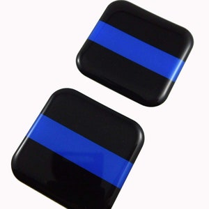 Polizei dünne blaue Linie Flagge quadratischer gewölbter Aufkleber Auto Fahrrad Gel-Aufkleber 1,5 &quot;2 Stück