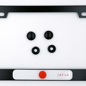 Japan flag metal black aluminium car license plate frame holder with free caps