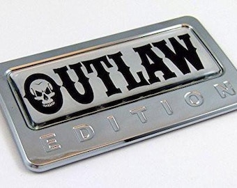 Car chrome decals cbedi-outlaw outlaw edition chrome emblem with domed decal car auto bike badge motorcycle