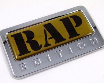 Rap gold special edition chrome emblem with domed decal car bike auto badge 3d