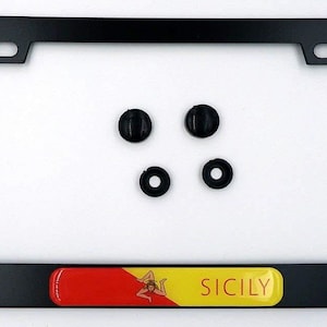 Sicily flag metal black aluminium car license plate frame holder