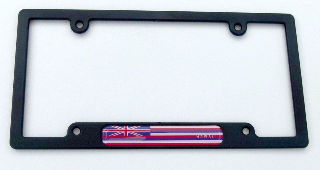 thumbnail image 2 of USA / Ukraine Flag Flame Design Black Plastic License Plate Frame With Domed Decal 2 of 4