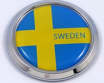 Sweden swedish round flag car chrome decal emblem bumper sticker bezel badge