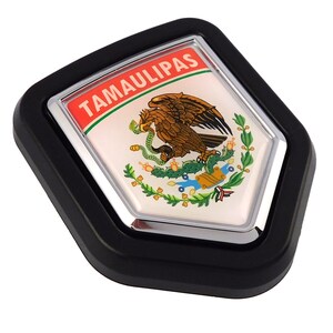 Tamaulipas mexico state flag Car Truck Black Shield Grill Badge grille chrome emblem