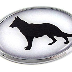 German Sheppard Dog 3D Chrome Emblem Pet Decal Car Auto Bike Truck Oval Sticker