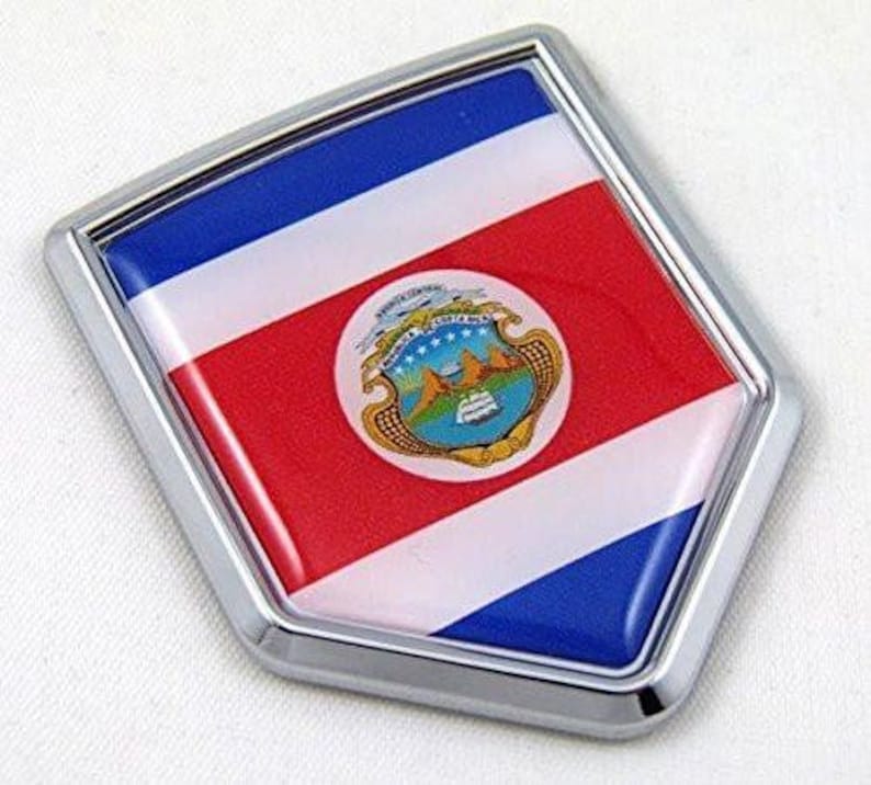 Costa Rica Flag Emblem Chrome Car Decal Costa Rican 3d Sticker Etsy