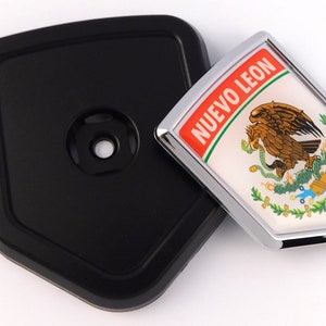 Nuevo Leon mexico state flag Car Truck Black Shield Grill Badge grille chrome emblem
