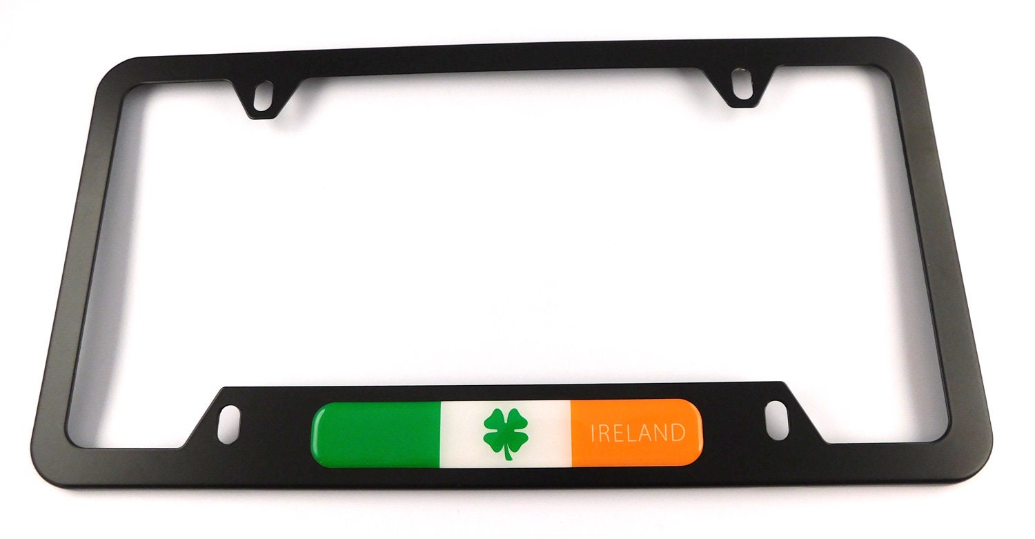 Ireland Irish Flag Metal black Aluminum Car License plate frame bottom cutout 4hole