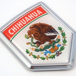 Chihuahua Mexico Flag Mexican Car Emblem Chrome Bike Decal 3D Sticker MX18