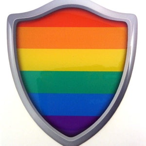 Pride Lesbian Gay Flag Shield Domed Decal 3D Look Emblem Resin voiture Autocollant 2.6"x3"