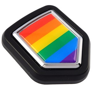 Pride Lesbienne Gay LGBT drapeau Voiture Camion Black Shield Grill Badge grille chrome emblème