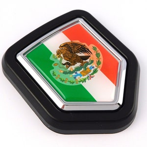Mexico Mexican flag Car Truck Black Shield Grill Badge grille  chrome emblem