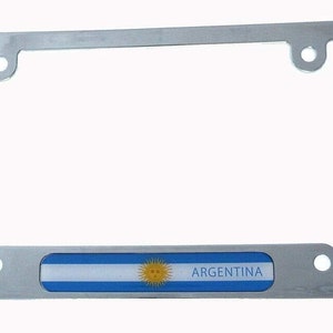 Argentina Flag License Plate Frame Plastic Chrome Plated tag Holder Cover CP08