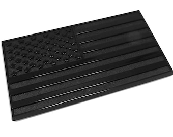 USA flag Black on Black plastic car track emblem 3D decal sticker 4" x 2.25"