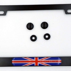 Great britain british flag metal black aluminium car license plate frame holder
