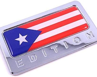 Porto Rico Ausgabe Chrom Emblem puerto ricanische Flagge 3D Aufkleber Auto Fahrrad Abzeichen