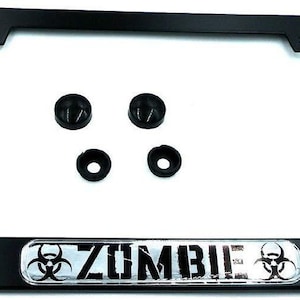 Zombie metal black aluminium car license plate frame holder