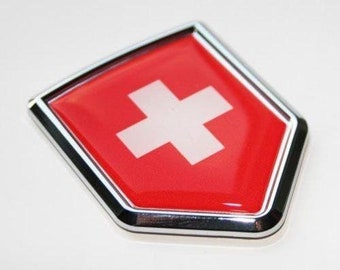 Car chrome decals cbshd208 switzerland swiss decal flag car chrome emblem sticker