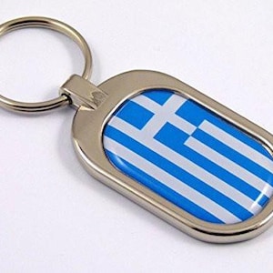 Grèce drapeau de la chaîne de clés en métal chrome plaqué keychain key fob keyfob grec
